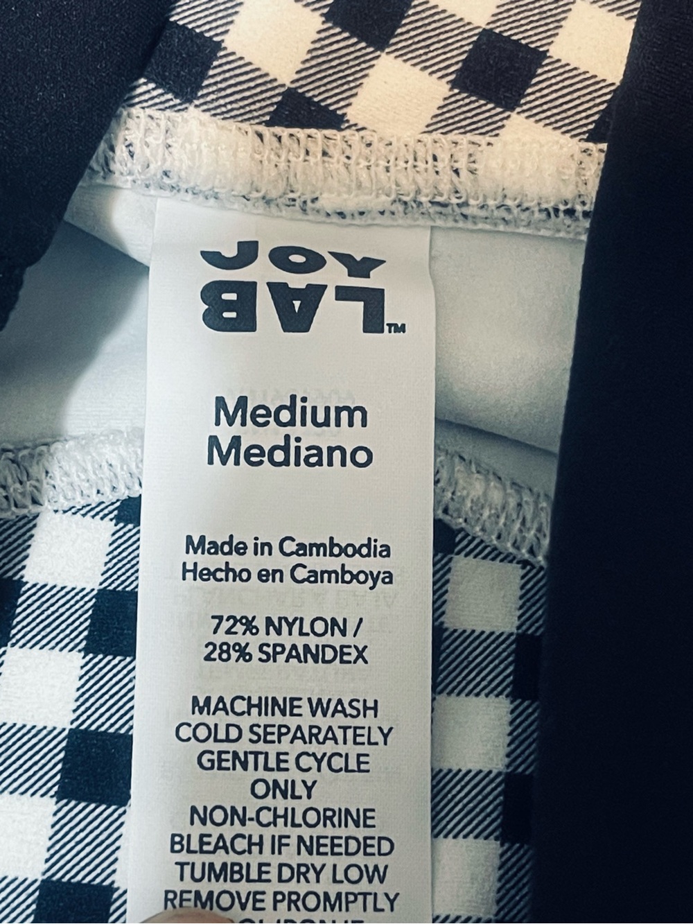 JoyLab Black and White Gingham High-Waist Leggings - Picture 4 of 8